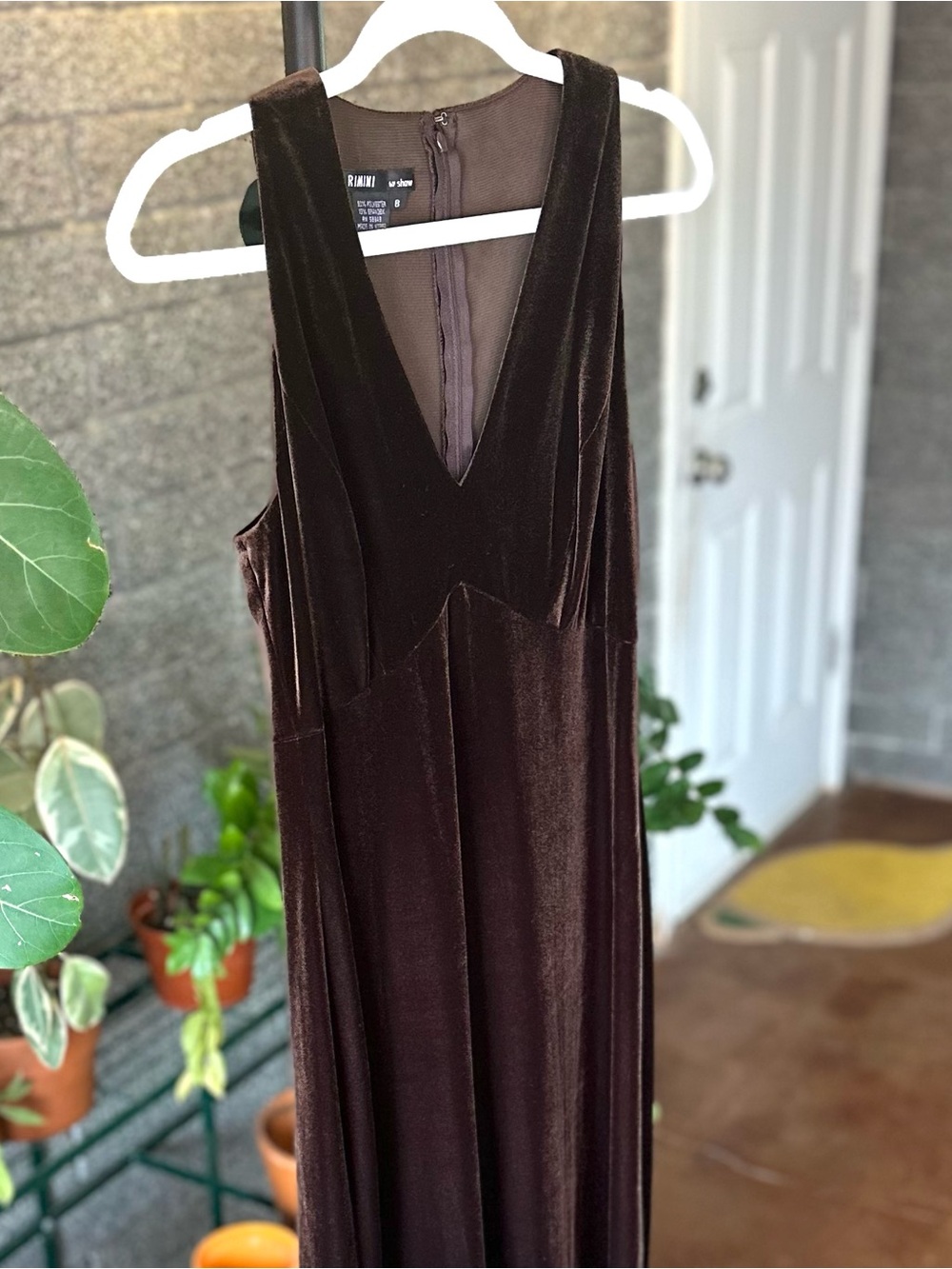 Vintage 90s Y2K Rimini By Shaw Brown Velvet Maxi Dress - Picture 4 of 4